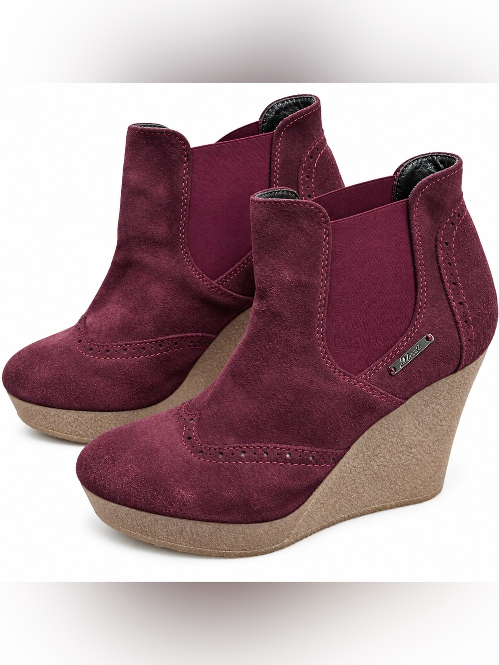 Diesel Unkle Jessy Burgundy Suede Platform Wedge Boots US 9 EU 40 Y2K